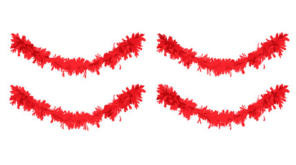 Fototapeta premium Four Red Garlands on White Background