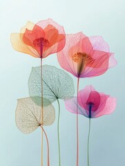 Delicate Colorful Floral Designs with Transparent Petals and Leaves