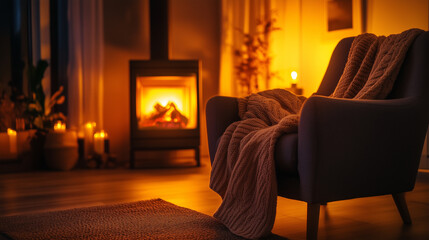 Cozy Autumn Theme Living Room with Deep Orange Theme