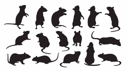 Rat Silhouette vector set