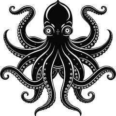 Fototapeta premium Adobe Illustrator ArtwoOctopus Icon on Black and White Vector Backgroundsrk