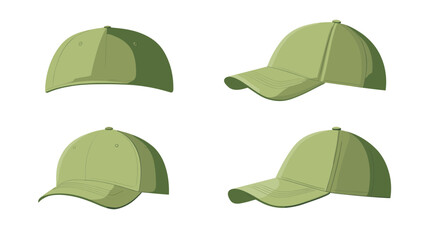 Four Views Of A Green Baseball Cap