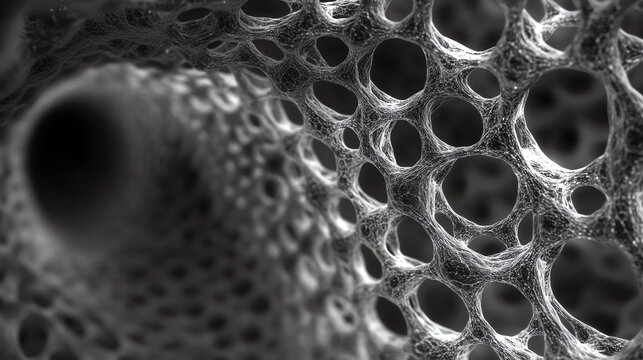 Abstract Porous Structure Close Up View with Dark Tunnel Effect