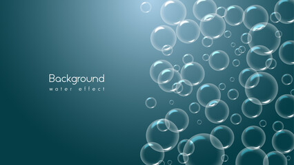 Air bubbles, aqua and effervescent water fizz. Bubble underwater with dark background 