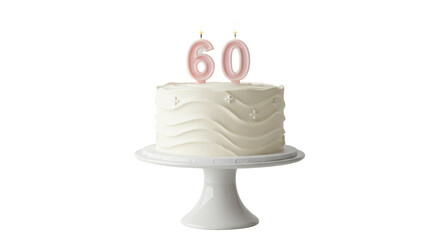 Isolated 60th birthday cake with candles