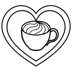 Minimalist Heart Coffee Foam Line Art