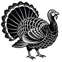 Adobe Illustrator ArtwBlack Turkey on Black Background with 'Turkey' Text | Printable Graphic Designork