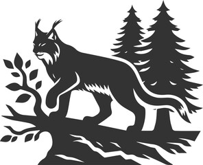 Silhouette of a lynx animal vector