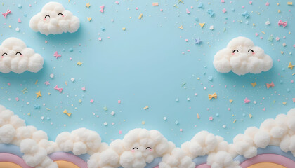 Cute cloud background pastel blue