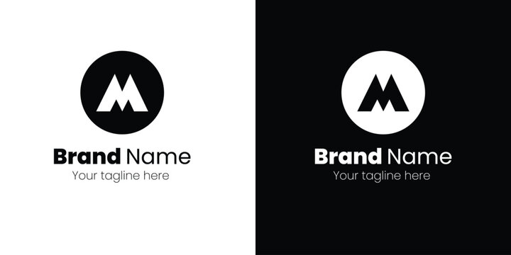 Modern Minimalist Logo Design for Brand M. M letter logo design. mountain logo design 