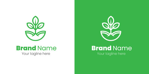 Modern Green Plant Logo Design Template