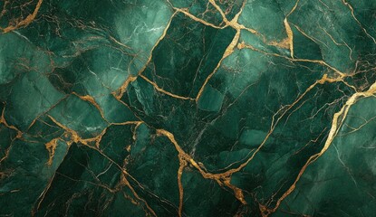 Obraz premium Deep Emerald Green Marble with Gold Veins