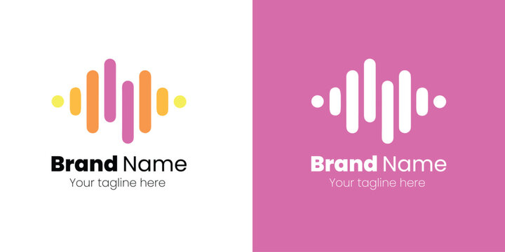 Vibrant Audio Logo Design Template. Sound web logo design