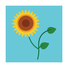 Vibrant sunflower illustration against a light blue background.