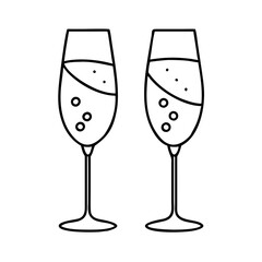 Two Glasses of Sparkling Champagne Celebration Toast Festive Cheers Drink Alcohol Beverage Party New Years Eve Holiday