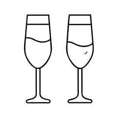 Two Elegant Champagne Flutes Filled with Sparkling Wine for a Toast