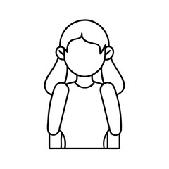 Line drawing of a girl with long hair and a simple dress