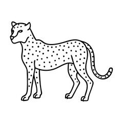 A Simple Line Drawing of a Cheetah Standing Sideways Spotted Coat Wild Cat African Animal Wildlife Nature Mammal Carnivore Predator Big Cat