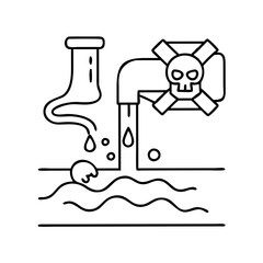 Toxic Waste Water Pollution Environmental Disaster Contamination Danger Skull Warning Sign