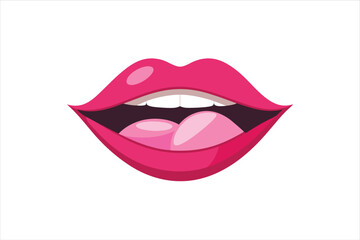 Obraz premium Transparent Background Dark Pink Lips with Tongue for Poster or Sticker Design