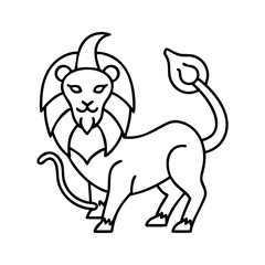 A Majestic Lion Line Drawing Illustration Simple Cartoon Style