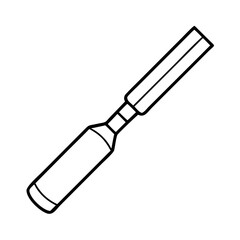 Line drawing of a woodworking chisel tool for carving and shaping wood