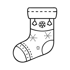 Christmas stocking decorated with snowflakes and bells a cute festive illustration