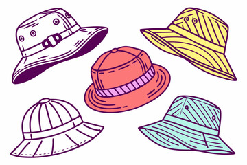 set of summer hat silhouette vector illustration