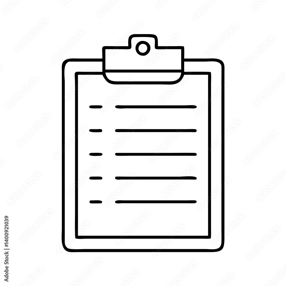 Poster simple line drawing of a clipboard with checklist for organization and planning