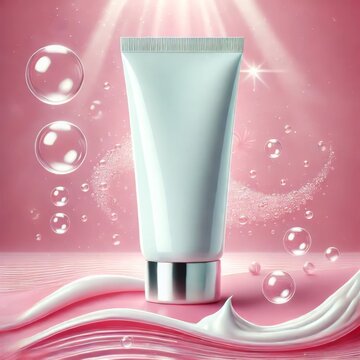 white kerma mockup on pink background with water texture