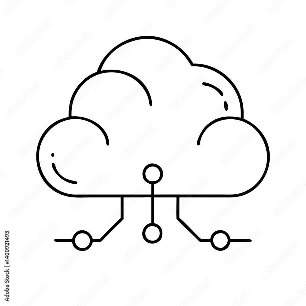 Aufkleber cloud computing network architecture diagram illustration design graphic