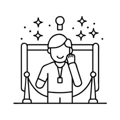 Happy Person Behind VIP Rope Stanchion Feeling Celebrated and Successful