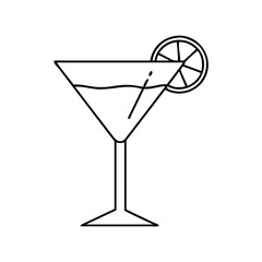 A refreshing martini cocktail garnished with a lime wedge in a classic triangular glass