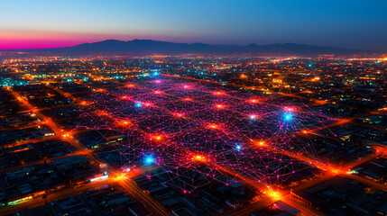 Aerial View Of Illuminated City At Night
