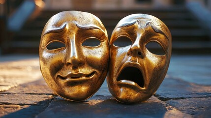 Ancient Golden Masks of Comedy and Tragedy: A Timeless Symbol of Human Emotion
