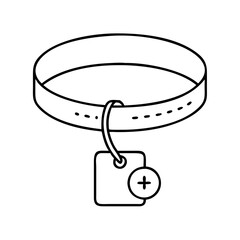 Pet Collar with Add Button and Blank Identification Tag Illustration