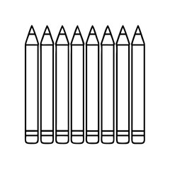 A Row of Eight Sharpened Coloring Pencils Ready for Art Projects