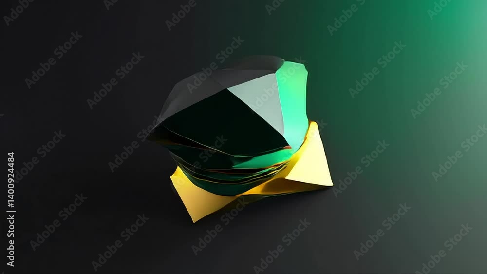 Poster abstract polygon object rotating revealing facets in modern studio shot