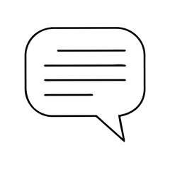 Simple Black Outline Speech Bubble with Text Lines for Communication and Messaging