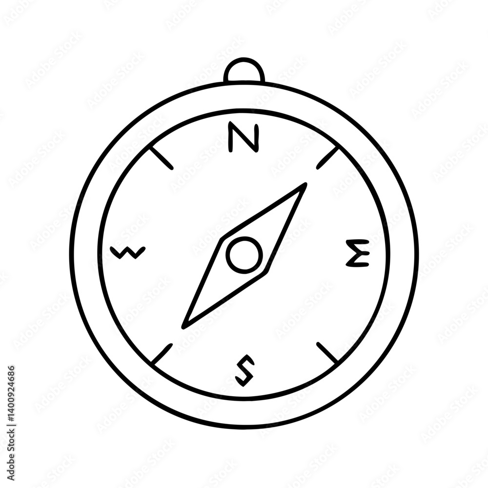 Poster simple line drawing of a classic compass navigation tool