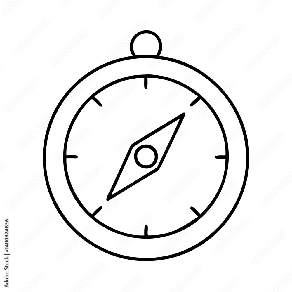 Poster simple line drawing of a classic compass navigation tool