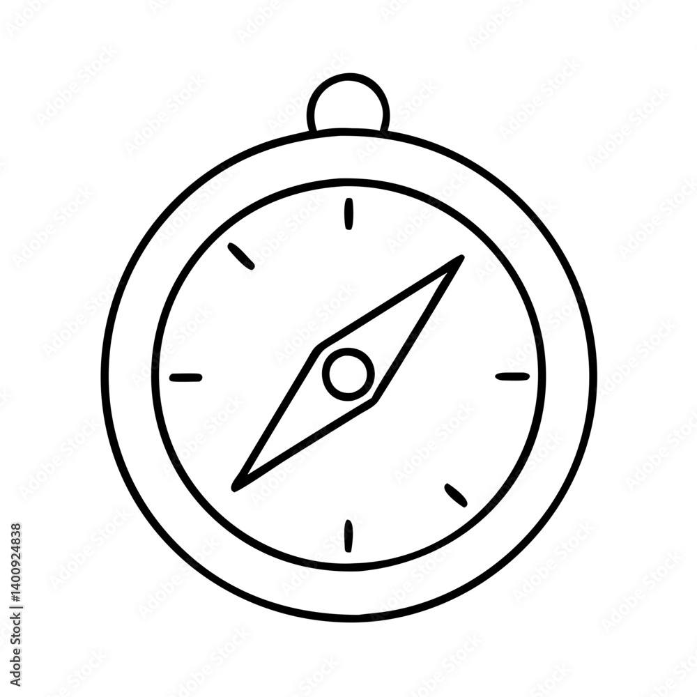 Poster simple line drawing of a classic compass navigation tool