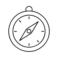 Simple Line Drawing of a Classic Compass Navigation Tool