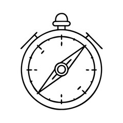 Classic Outline Drawing of a Compass Navigation Tool for Exploration and Travel