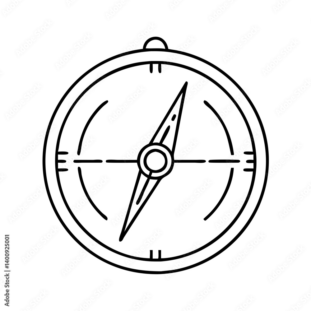 Poster simple line drawing of a classic compass for navigation and exploration