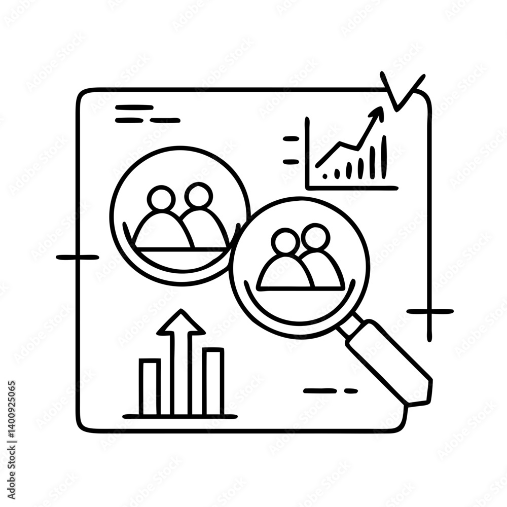 Poster visualizing target audience growth and market research through data analysis