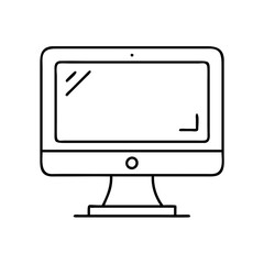 Simple Line Drawing of a Desktop Computer Monitor Screen Display