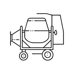 A Line Drawing of a Cement Mixer for Construction Projects and Industrial Uses