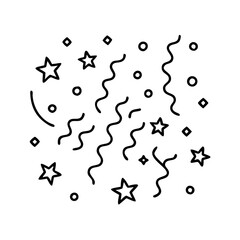 Celebration Party Confetti Burst with Stars and Wavy Ribbons Festive Design