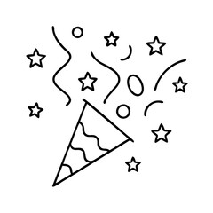 A Party Popper Exploding with Confetti Stars and Ribbons Festive Celebration Illustration